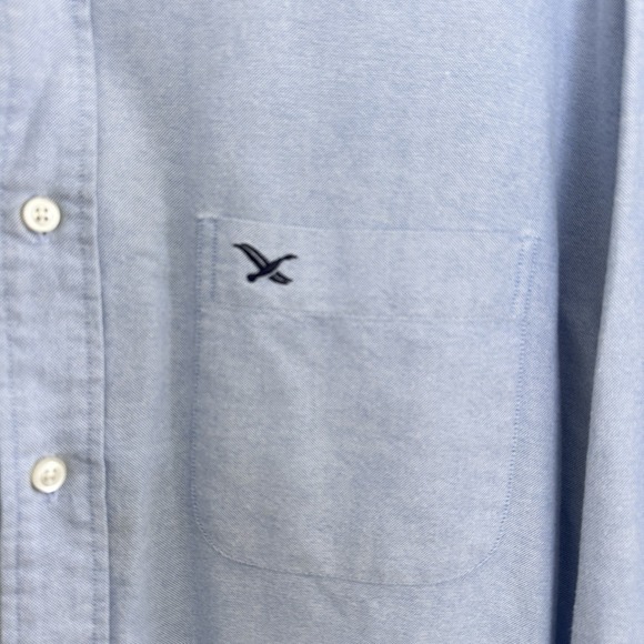 Eddie Bauer Men Button Up Shirt Medium Blue Chambray Denim Long Sleeve 2000s - Picture 2 of 7